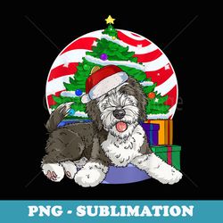 funny sheepadoodle dog santa christmas tree decor - aesthetic sublimation digital file