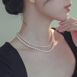 new style elegant all-match niche design french style light luxury women's small pearl clavicle chain