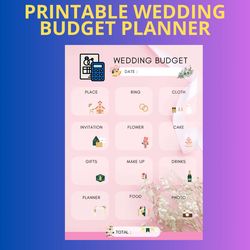 printable wedding budget planner