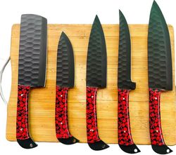 5-piece chef set kitchen set sharp and durable knives stylish knives full tang knives