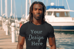 black gildan 64000 male t-shirt mockup graphic