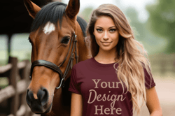 maroon bella canvas t-shirt mockup horse graphic