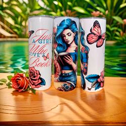 good girls read twisted, dark romance beautiful women tattoo and sunflower tumbler,sublimation