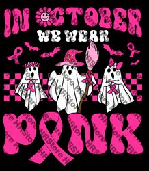groovy wear pink breast cancer warrior ghost halloween shirt t-shirt