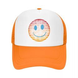 smiley face trucker hat women snap backs caps for men adjustable foam mesh baseball hat