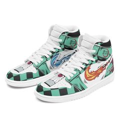 tanjiro anime shoes demon slayer sneakers water and fire skill aj1 walking basketball shoes