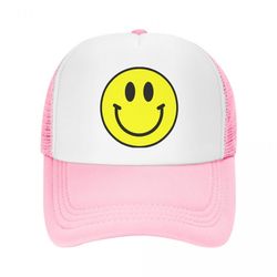 smiley face hat pink women trucker hat smiley trucker hat