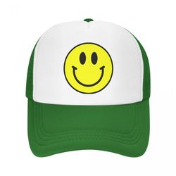 preppy hats smiley face trucker hat green hat summer hat smile trucker hat