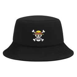 straw hat pirates cap anime embroidered bucket hat for men women