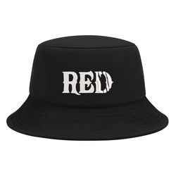 red embroidered anime bucket hat fashion summer sun hat fisherman hat