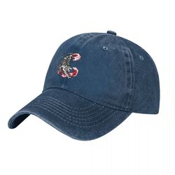 tiger tattoo baseball cap adjustable washed cotton denim dad hat for men women