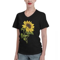 women t shirts sunflower graphic v-neck t-shirt funny tee top