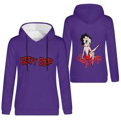 betty boop pudgy love women's hooded sweatshirt purple