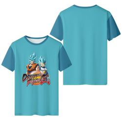 anime men t-shirt dragon ball fighterz characters men's blue graphic crew neck short sleeve tee top tshirts