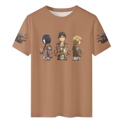 brown tshirts attack on titan men's short sleeve graphic tee