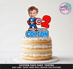 captain america superhero cake topper - face cake topper -personalized face- cake topper- birthday party topper