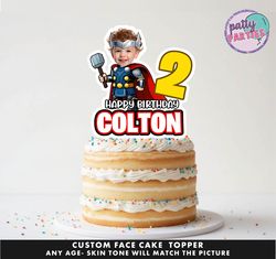 thor superhero cake topper - face cake topper -personalized face- cake topper- birthday party topper