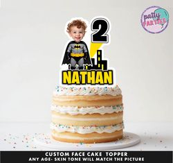 batman superhero cake topper - face cake topper -personalized face- cake topper- birthday party topper