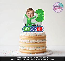 pj mask gekko cake topper - face cake topper -personalized face- cake topper- birthday party topper