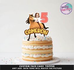 spirit riding free face cake topper - face cake topper -personalized face- cake topper- birthday party topper