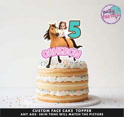 spirit riding free cake topper - face cake topper -personalized face- cake topper- birthday party topper