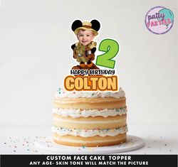 mickey mouse safari cake topper - face cake topper -personalized face- cake topper- birthday party topper
