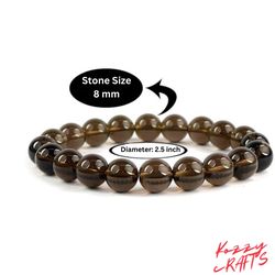 100% natural smoky quartz gemstone bracelet - 8mm soothing crystal healing energy stone bracelet brown bracelet