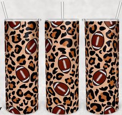 20oz skinny tumbler football leopard wrap png sublimation design, seamless football leopard tumbler wrap ,football png f