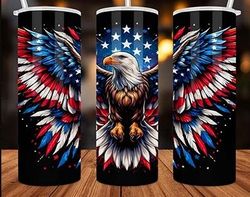 american eagle flying flag july 4th 20 oz skinny tumbler sublimation design png, patriotic tumbler wrap, floral eagle tu