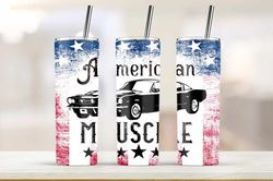 american muscle car 20oz skinny tumbler sublimation, us flag car tumbler png file for sublimation, independence day tumb