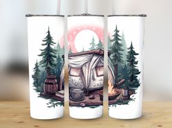 camping queen tumbler wrap, 20oz skinny sublimation tumbler design, seamless camping sublimation design, pink camper tum