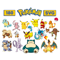 pokemon svg bundle | 138 files svg | pikachu svg | pokemon clipart | pokemon layered | cricut and silhouette