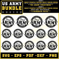 proud us army family bundle svg, eps, png, pdf, dxf - cricut and silhouette designs - digital download