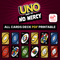 uno show 'em no mercy printable deck all cards pdf, 168 cards