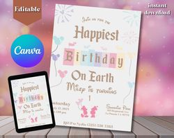 disney magical birthday invitation disney happiest birthday on earth invitation, mickey birthday, minnie birthday