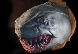 shark monster head hyper realistic wall decor sculpture