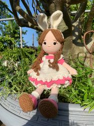 crochet cute doll - amigurumi doll girl - crochet plush doll - sweet crochet doll