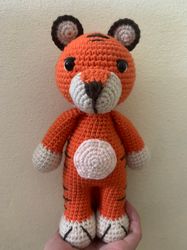 finished tiger crochet - tiger stuffed handmade gift - tiger amigurumi toy - tiger baby plush toy