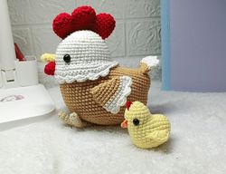 crochet chicken plush / chunky chick / farmhouse home decor / chicken toy / easter gift