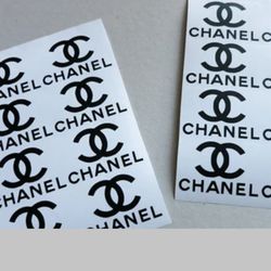 set of 8 chanel logo vinyl decals , fashion brand logo vinyl decals
