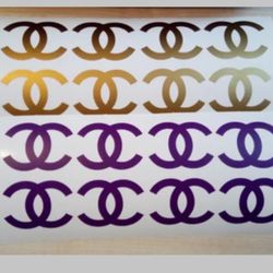 set of 12 chanel logo vinyl decals , fashion brand logo vinyl decals