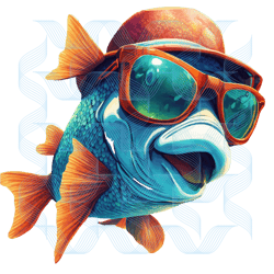 weekend hooker fishing graphic with cool fish in cap and sunglasses - transparent png