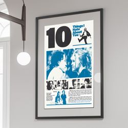 10 things i hate about you movie poster, minimalist poster, wall art decor, film poster gifts, digital download