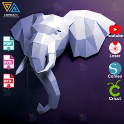 elephant paper model template - elephant paper sculpture - elephant papercraft kit diy 3d paper crafts