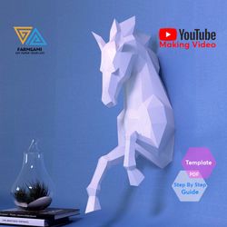 horse paper model template - horse paper sculpture - horse papercraft kit diy 3d paper crafts