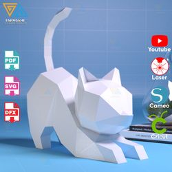 lazy cat paper model template - lazy cat paper sculpture - lazy cat papercraft kit diy 3d paper crafts