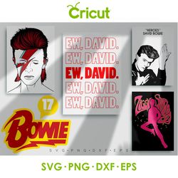 david bowie bundle 16 pack, david bowie svg, ziggy stardust svg files, svg cut files, cricut svg, dxf, bundle, logo, art