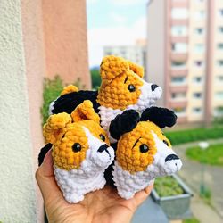 crochet mini corgi, 3 colors or merle