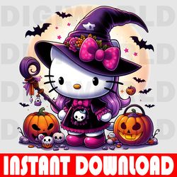 cute halloween kawaii hello kitty - hello witch kitty - hello halloween kitty png - witch halloween hello kity png