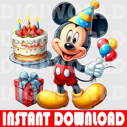 cute mickey mouse birthday - mickey mouse birthday png - kids birthday mickey mouse png - digital download.